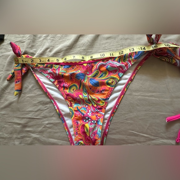 Bikini bottom Multi gorgeous colors sz Lguc adjustable sudes 👁️ at measurements - Picture 9 of 10